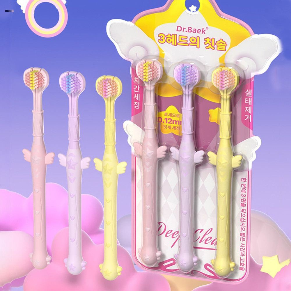 แปรงสีฟัน 3 ด้าน Fairy Rod ปลาย C แพ็ค 3 ชิ้น แปรงสีฟันทำความสะอาดเหงือก 3 หัว แปรงสีฟันทำความสะอาดฟัน nuuo