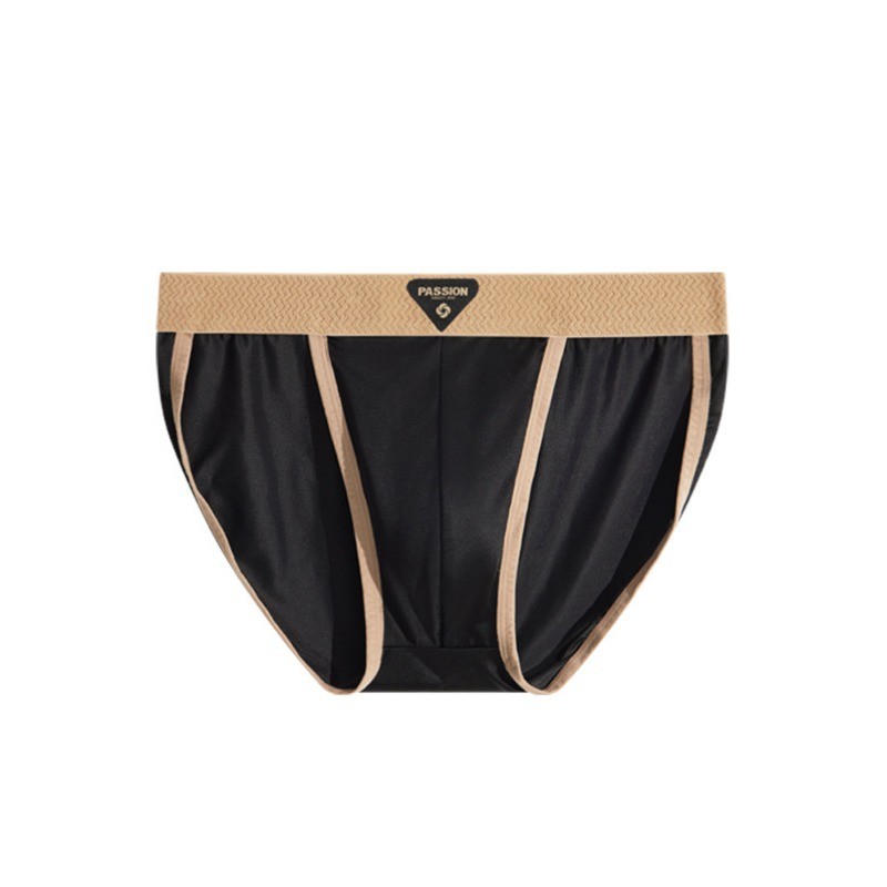 ผู้ชายระดับไฮเอนด์ซาตินผ้าไหมน้ําแข็งเอวต่ําเซ็กซี่ระบายอากาศสามเหลี่ยมกางเกง - รูปที่ 2