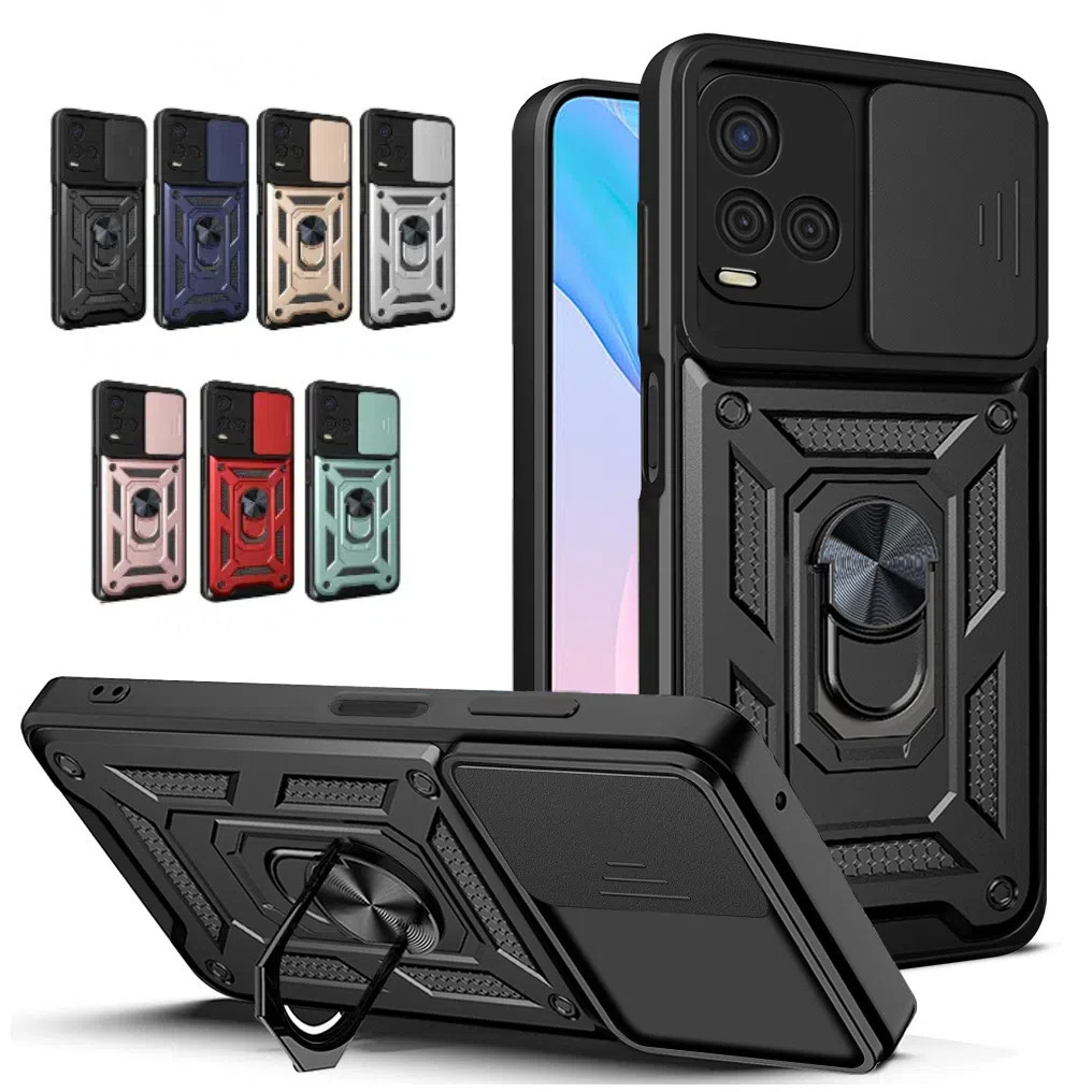 เคส VIVO y21 y21t y21s y21a y21e y21g y33s เคสโทรศัพท์กันกระแทกแหวนป้องกันวงเล็บด้านหลัง Push เลนส์วงเล็บป้องกันความเป็นส่วนตัวฝาครอบด้านหลัง QAZWSXA