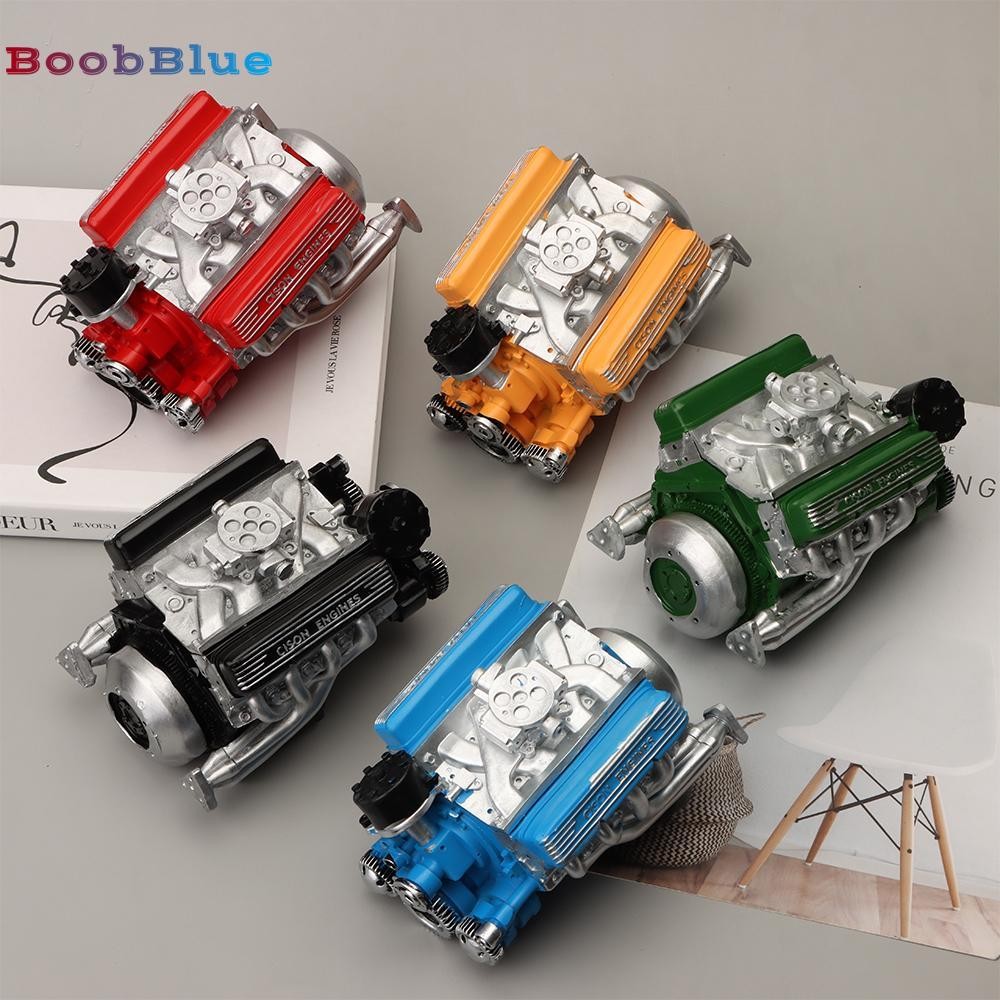 BOOBBLUE V8 Model Engine Kit, Resin Simulation V8 Car Engine Model, ความคิดสร้างสรรค์งานฝีมือ DIY Ca