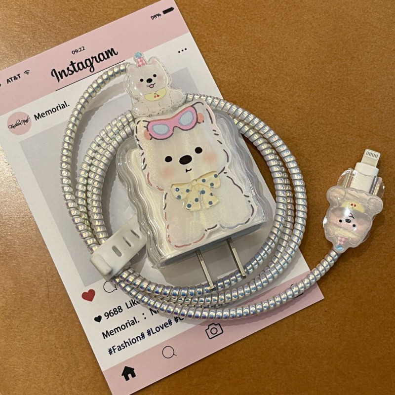 แว่นตาลูกสุนัข Apple Charger ฝาครอบป้องกัน 20w สายเคเบิลข้อมูล Anti Break เหมาะสําหรับ iPhone 13/14/15/16