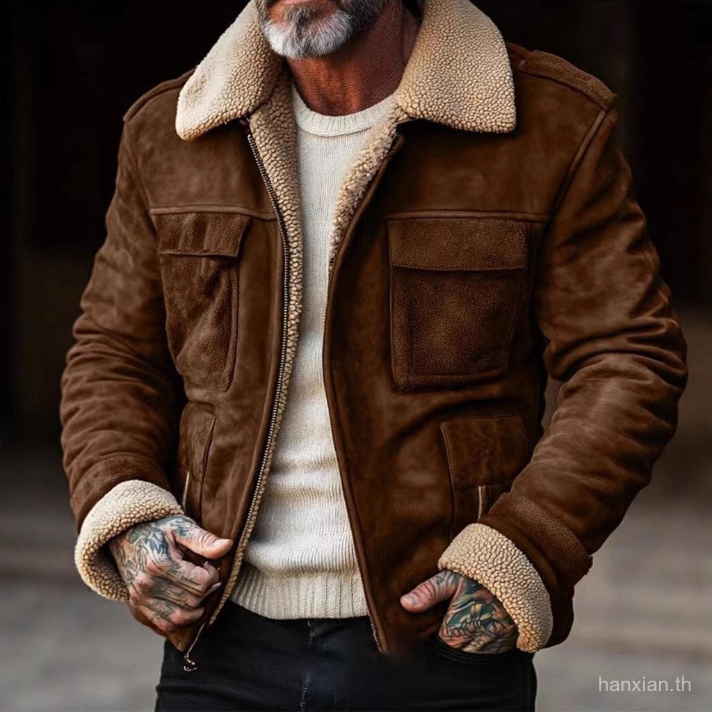 2025Autumn and Winter New Men's Clothing Men's Clothing Retro Men's Lapel Jacket Jacket PFHJ