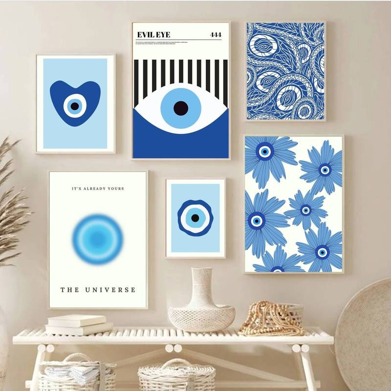 Evil Eye โปสเตอร์ Evil Eye พิมพ์ bauhaus โปสเตอร์กรีก Evil Eye turkish Evil Eye art Oola nazar โปสเต