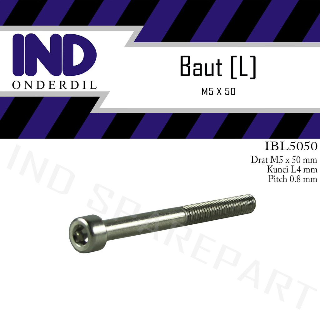1 ชิ้น IND Bolt-Bud-Bolt อะไหล่ L-L4 M5x50-5X50-M 5 x 50 Key-K 4 P-Pitch 0.8