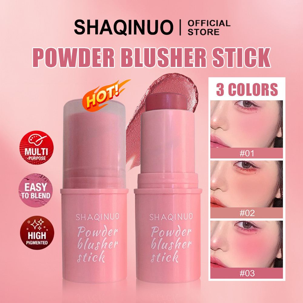 【จัดส่งภายในประเทศ】SHAQINUO บลัชออนแท่ง,กันน้ำและกันเหงื่อไม่แต่งหน้า,บลัชออนความอิ่มตัวต่ำ