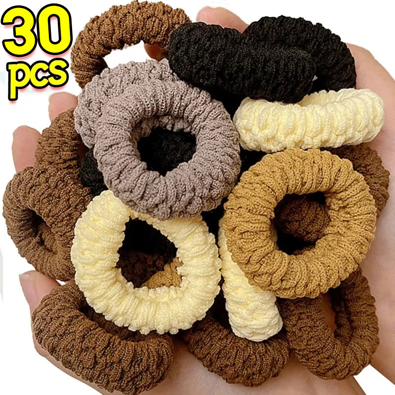 5-30 ชิ้นไม่มีทะเลแหวนผมยืดหยุ่นสูง | ยางรัดผมแบบหนาพร้อมที่จับที่ปลอดภัยสําหรับทุกวัน/ยิม/ทํางานที่ใส่ผมหางม้าผ้าที่ทนทาน การออกแบบยืด 5.5 ซม.