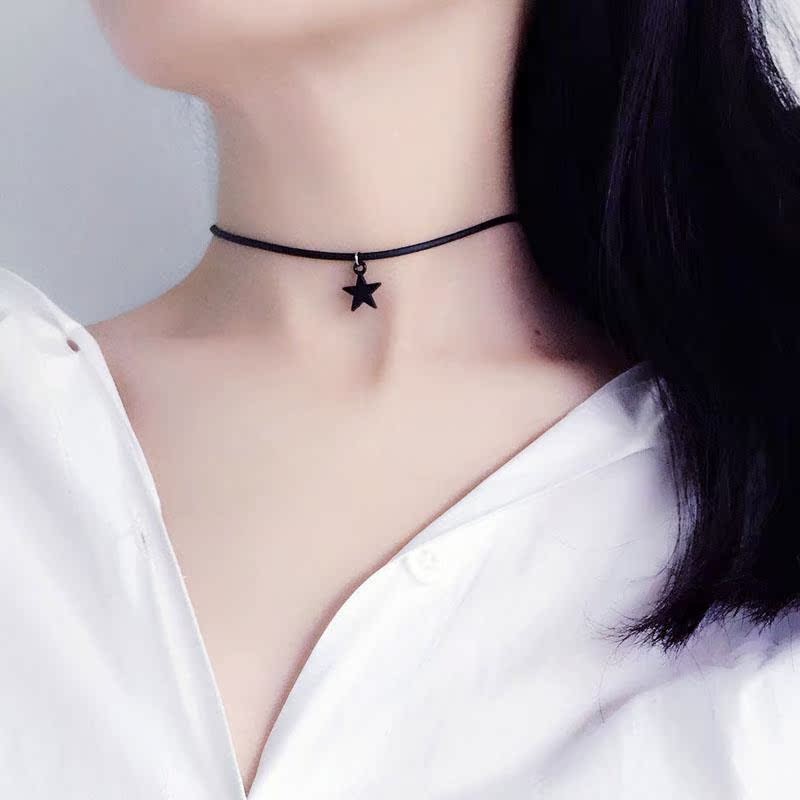 สร้อยคอเชือกสีดำสไตล์ Star Collar ออกแบบตามแฟชั่นสำหรับผู้หญิง WAP2