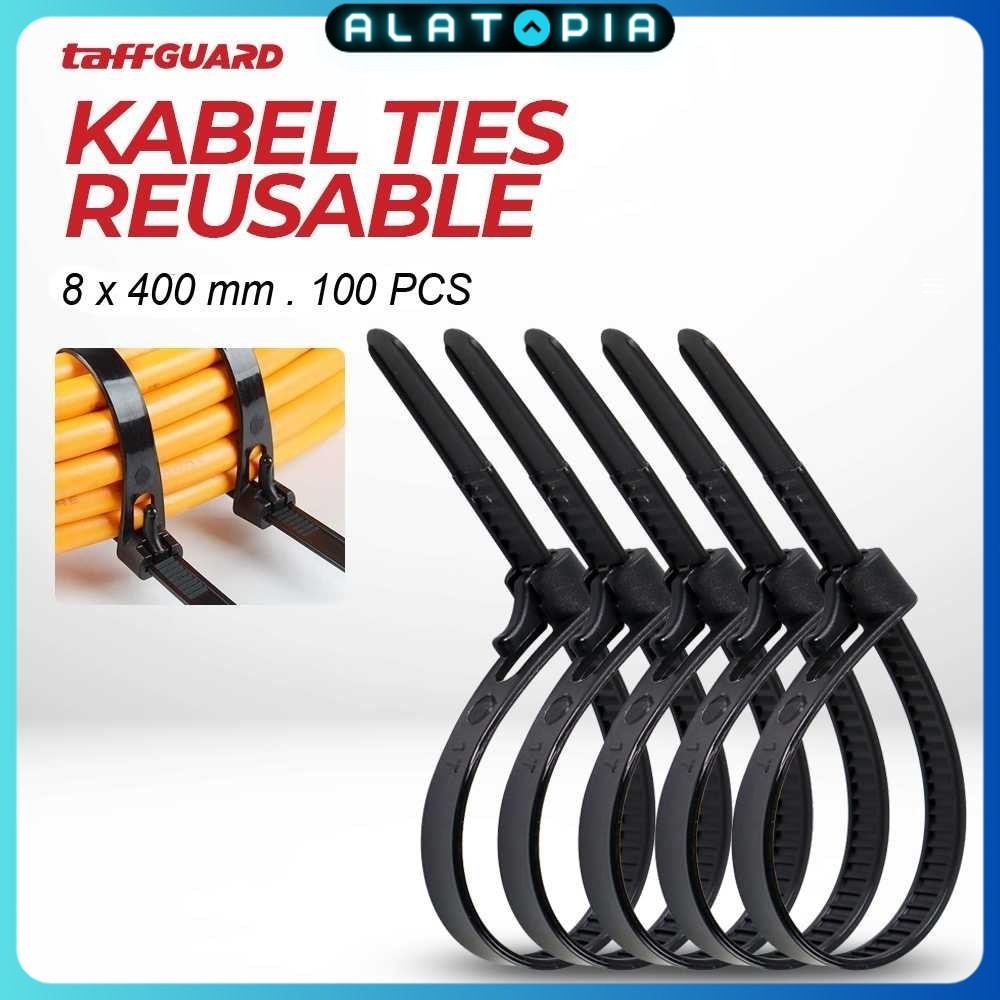 TaffiGUARD Cable Ties Zip Cable Organizer นํากลับมาใช้ใหม่ได้ 8x400 มม. 100 ชิ้น - NL816