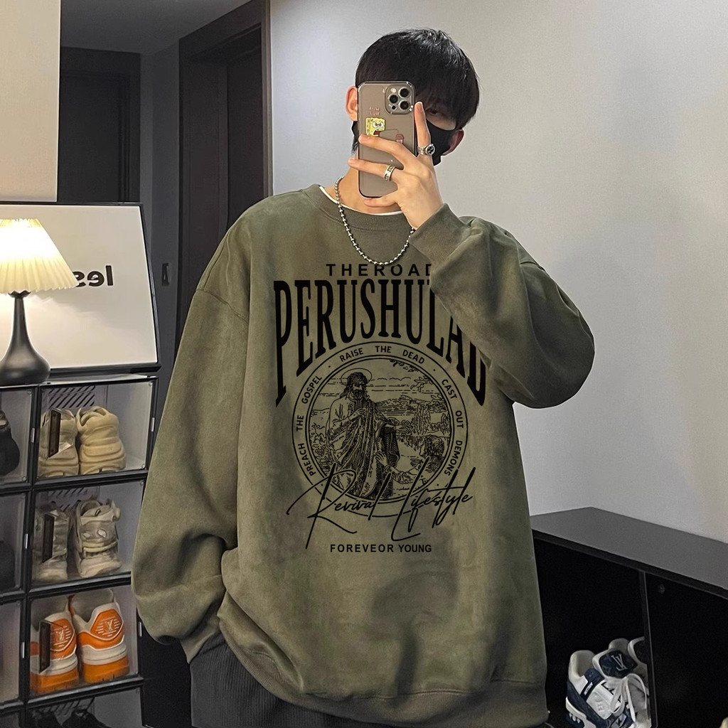 ทันสมัยที่สุด ใหม่ สไตล์เกาหลี รูปแบบตัวอักษร บวกกำมะหยี่ เสื้อสเวตเตอร์ผู้ชาย 6สไตล์ M~5XL