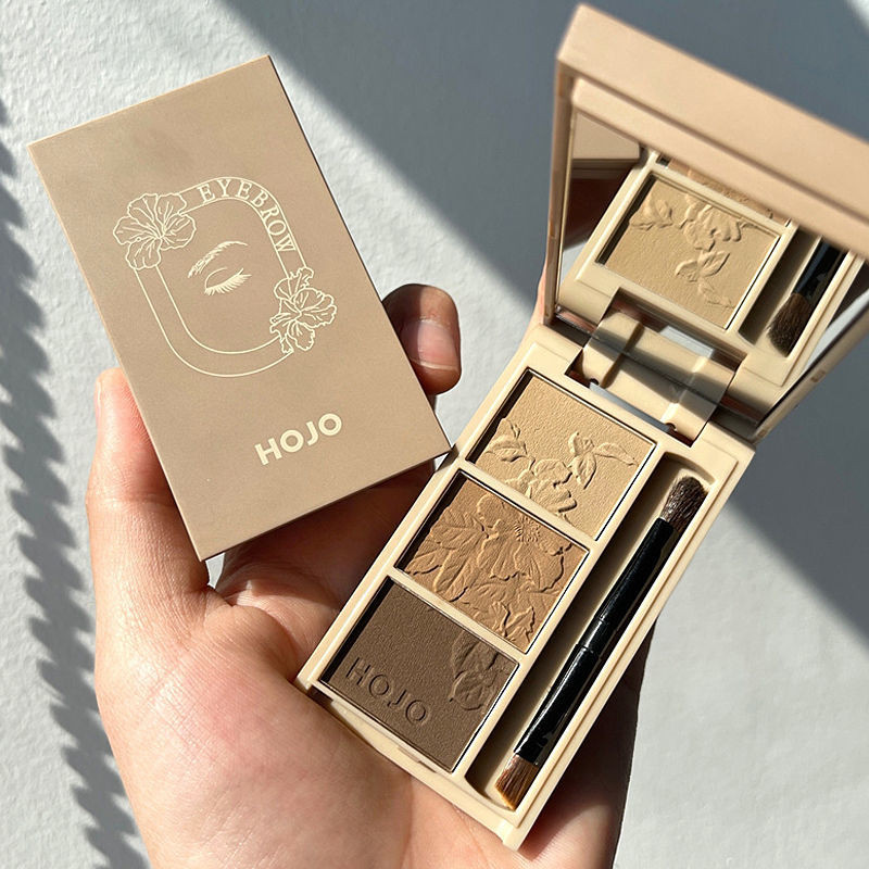 HOJO Eyebrow Powder หญิงกันน้ํา Sweat-Proof Non-Fading Long-Lasting Non-Smudge ธรรมชาติพร้อมแปรงเขีย