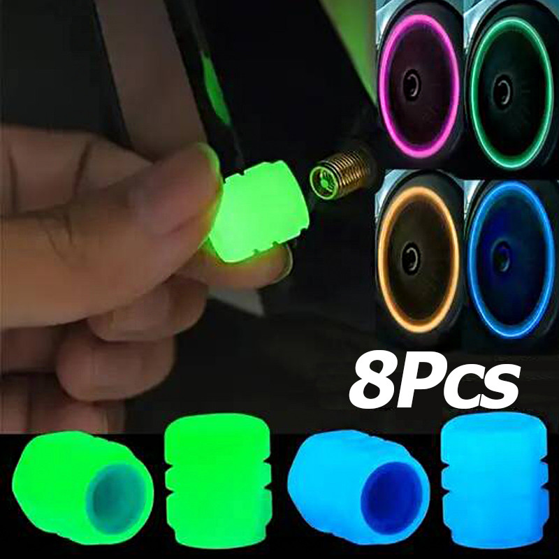4/8 ชิ้น Universal Luminous ยางวาล์วหมวก/ดุมล้อรถเรืองแสงฝุ่นตกแต่ง Tyre Rim Stem ครอบคลุม