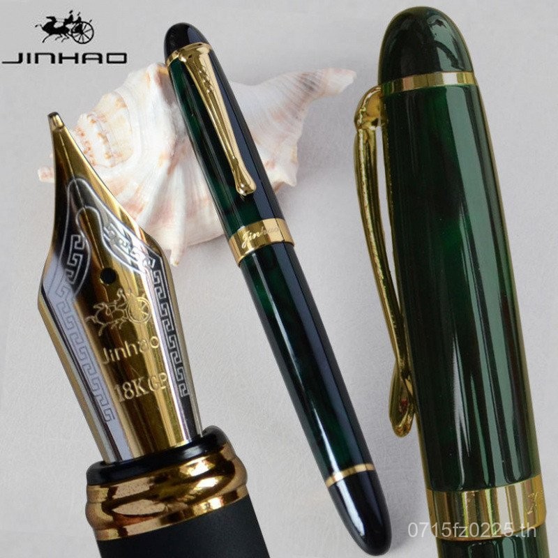 ปากกาน้ําพุ IRAURITA JINHAO X450 สีเขียวเข้มและทอง 18 VRG2