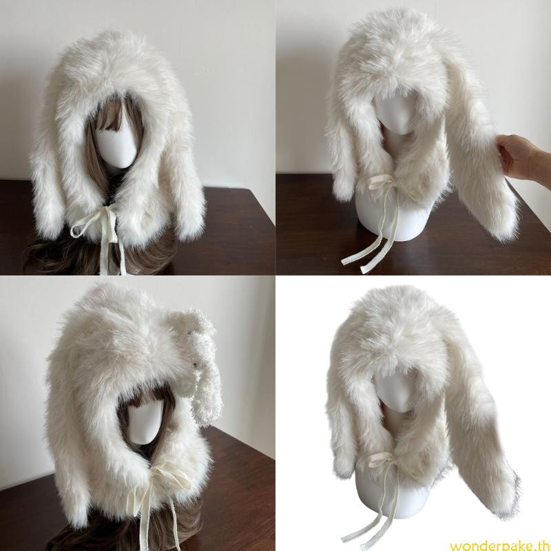 Wonder Casual ฤดูหนาวกระต่าย Headwear สําหรับผู้หญิง Warm Ushanka Skull หมวก Hooded Stylish หมวกหนา 