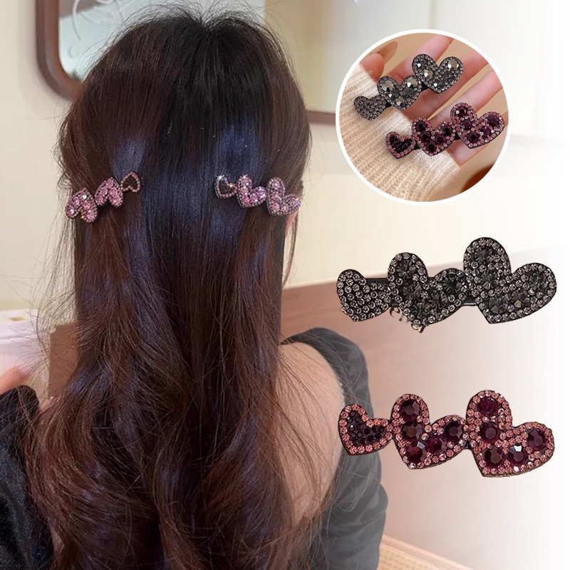 Rhinestone Love Hairpin อารมณ์สาวหวานและประณีต High-end Bangs Side Chuck Headdress