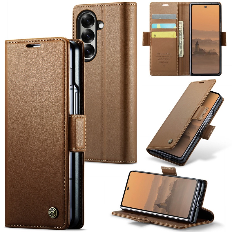 สําหรับ Samsung Galaxy Z Fold 7 6 5 กรณี CaseMe หนังเรียบกระเป๋าสตางค์อเนกประสงค์ขาตั้งฝาครอบโทรศัพท์พร้อมช่องใส่การ์ด