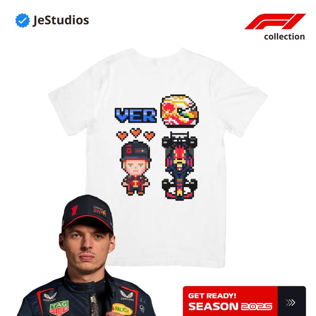 เสื้อยืด F1 Max Verstappen Redbull Pixel