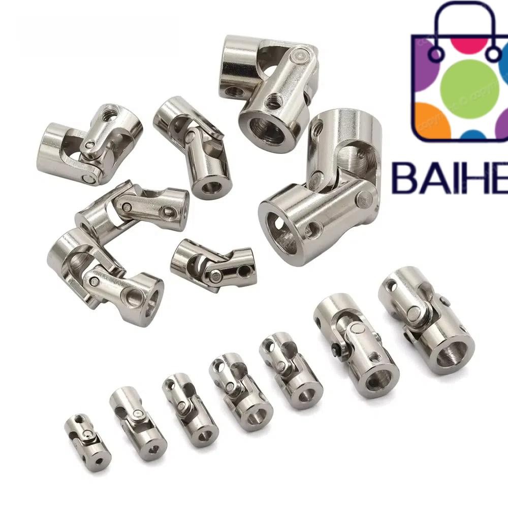 BAIHEE มอเตอร์เชื่อมต่อ, 2.3/3/4/5/6/8/10/12 มม.โลหะ Cardan Joint, Universal หลายขนาด Silver Shaft Coupler สําหรับ RC รถเรือ