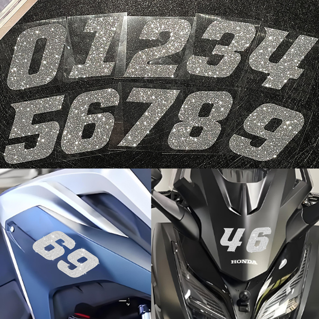 เบอร์ 0123456789 สติ๊กเกอร์ Super Shiny Motorcycle Fuel Helmet Windshield DIY Number Waterproof Decal