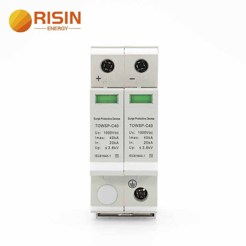 Risin พลังงานแสงอาทิตย์ PV Surge Protector SPD 2P DC SPD 20/40KA 1KV Arrester