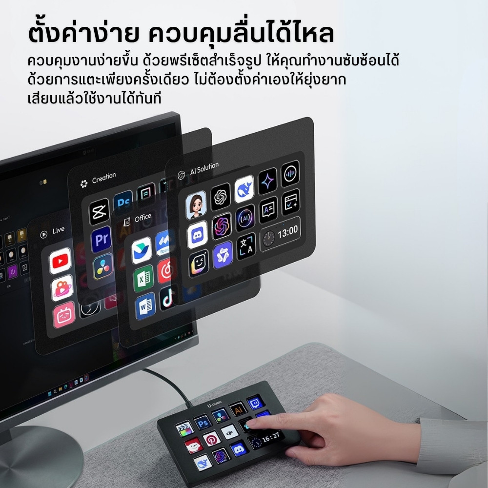 Ulanzi D200H Stream Deck With Dock อุปกรณ์สตรีม ระบบ Docking 7in1 LCD Keys 14 ปุ่ม USB Hub 100W PD - รูปที่ 2
