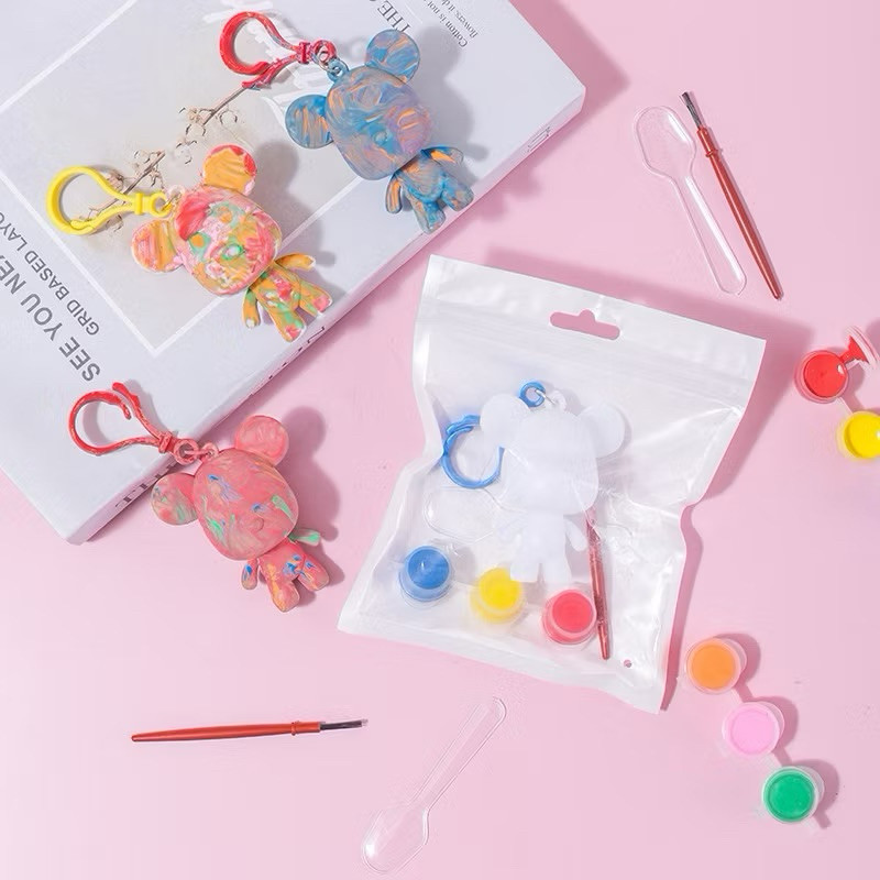 DIY พวงกุญแจหมี ชุดระบายสี ระบายสีเด็ก เซ็ตระบายสีรูปปั้นหมีสุดน่ารัก