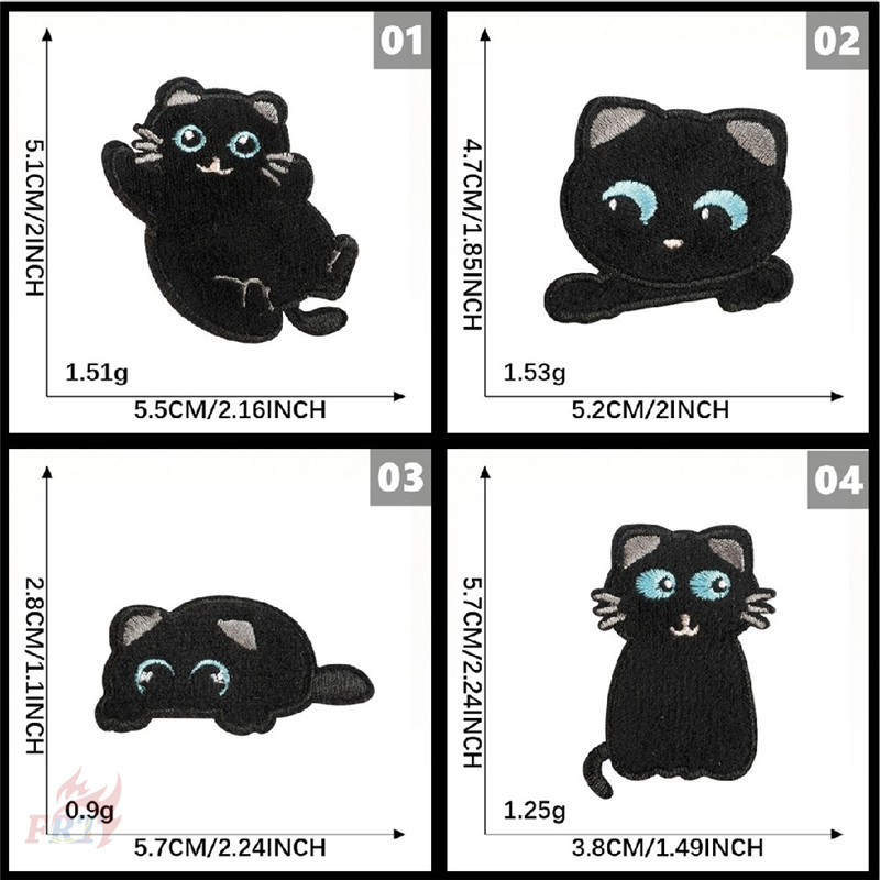 Kawaii Black Cats Q-9 Self-กาวสติกเกอร์ Patch 1 ชิ้น DIY รูปที่ 2