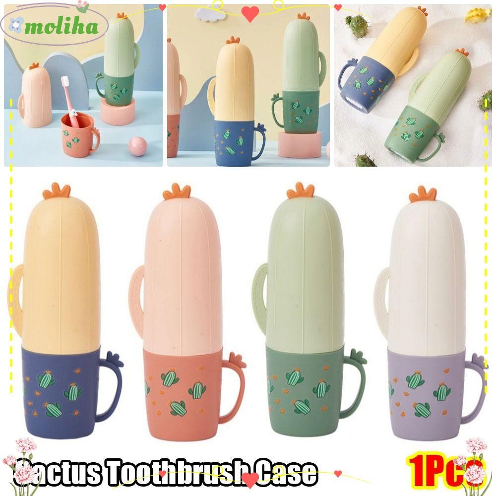 โมลิฮา 1ชิ้นกระบองเพชรแปรงสีฟัน,มัลติฟังก์ชั่ภาชนะยาสีฟันแบบพกพา,ทนทานน่ารักการ์ตูนผ้าขนหนูการจัดเก็บห้องน้ําแปรงสีฟันปกคลุมสําหรับตั้งแคมป์เดินท