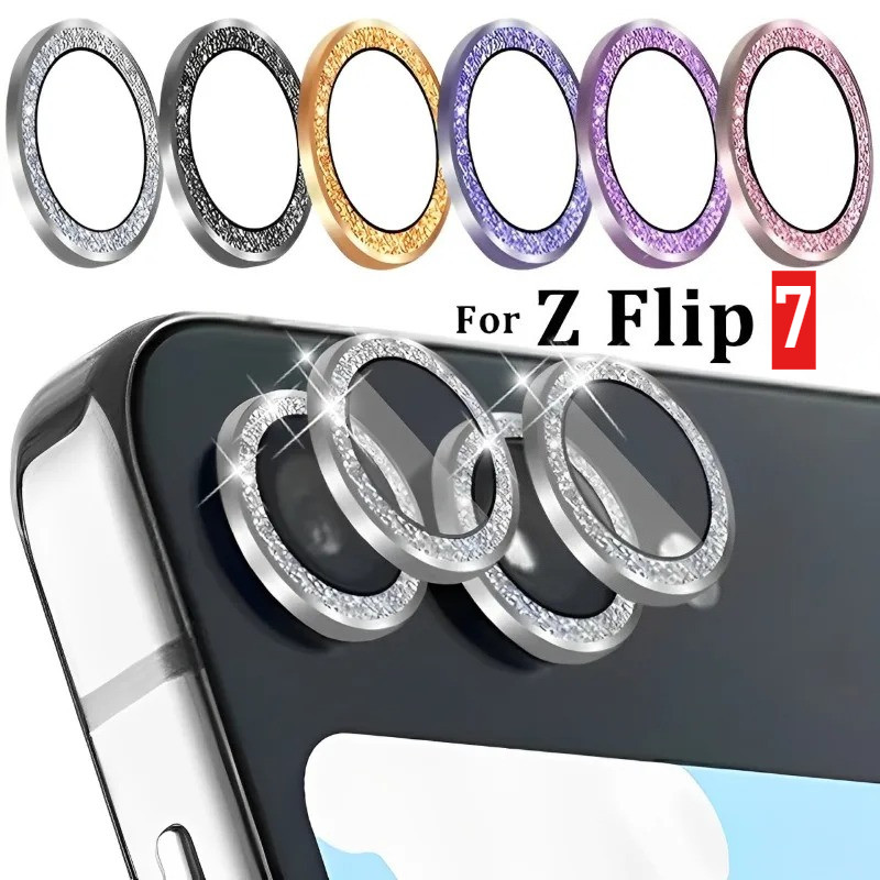 Bling Tiny Diamond Alloy Camera Glass Protector สําหรับ Samsung Galaxy Z Flip 7 6 5 4 3 FOLD 7 6 5 4 3 Glitter เลนส์โลหะแหวนหมวก