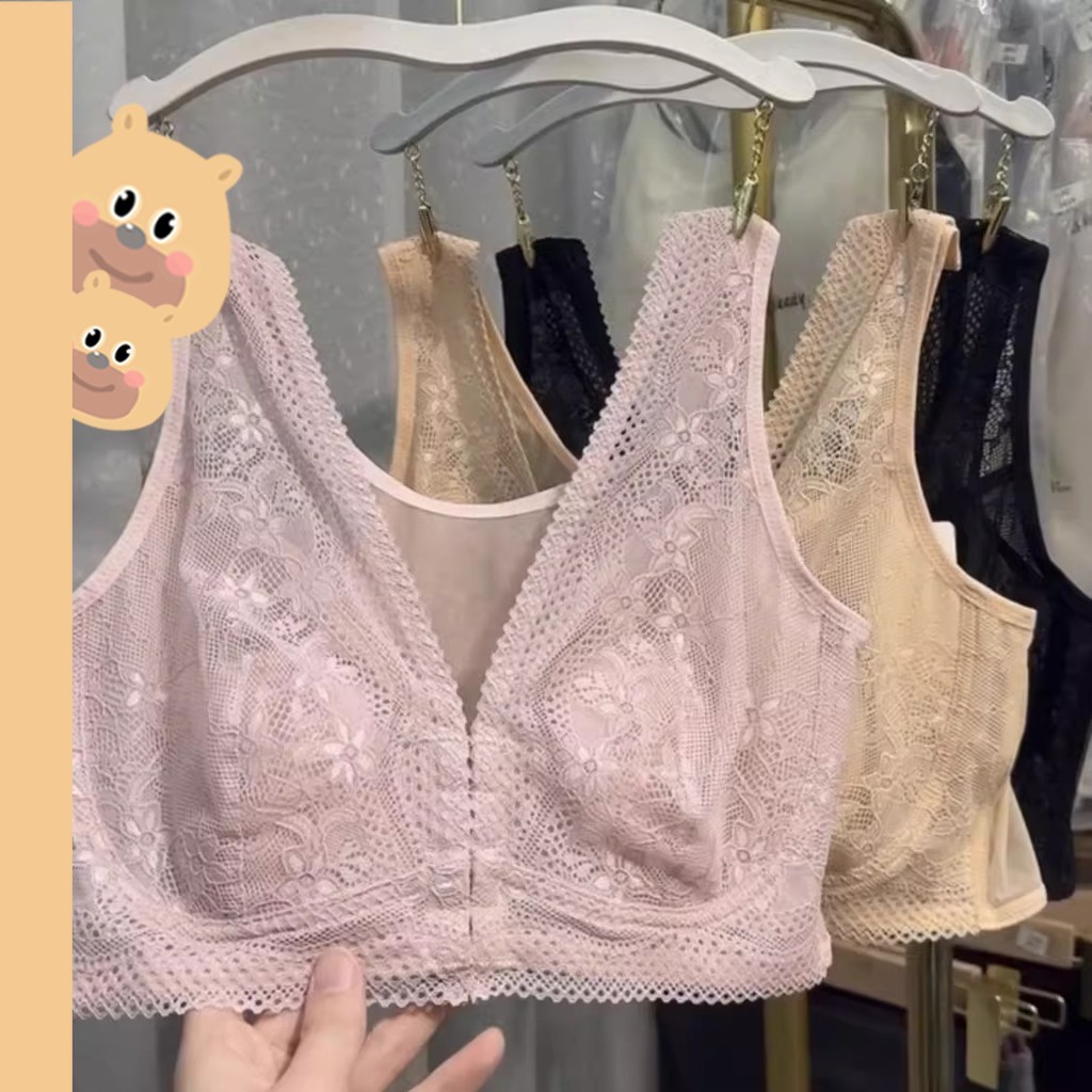 🎀bearbra🎀ขอแนะนำอย่างยิ่ง เซ็กซี่ บราลูกไม้ ลิฟต์กันลื่นสําหรับหน้าอกเล็ก บราลูกไม้ ขอแนะนำอย่างยิ่ง