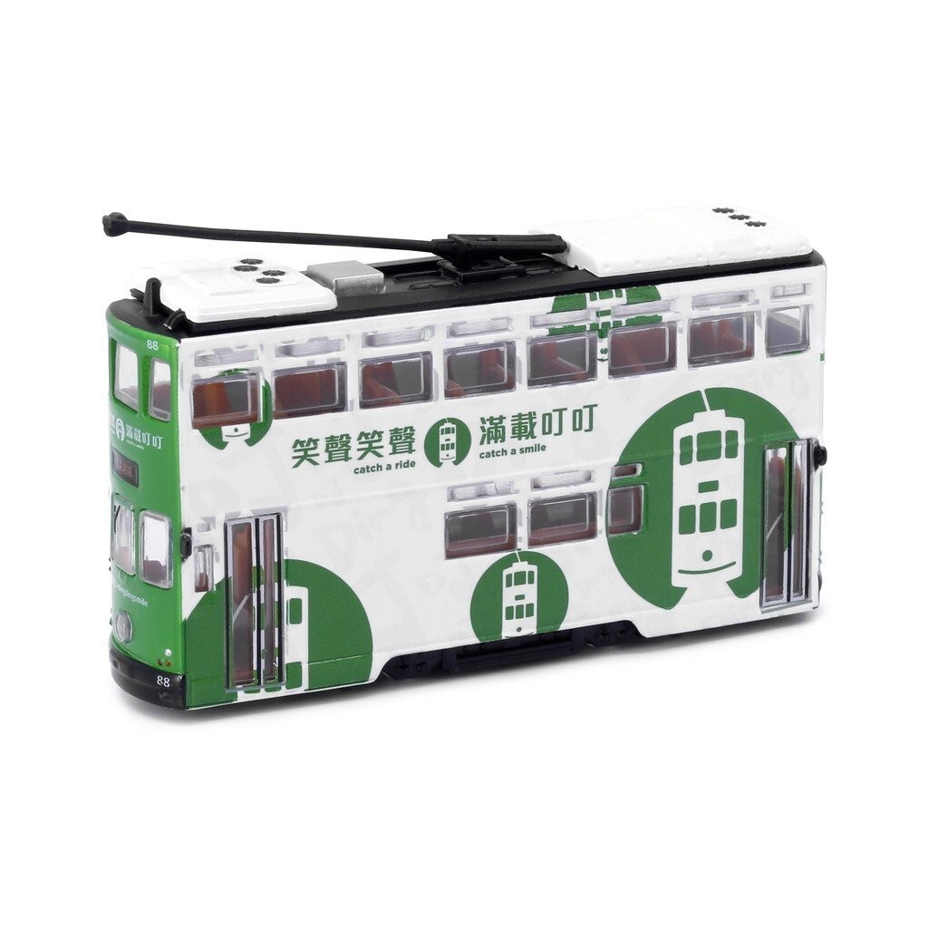 Tiny Microshadow1/120Hong Kong Tram Series Ding Ding Car Double Decker Sightseeing Bus Alloy รุ่น FB