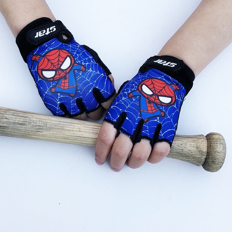 ถุงมือขี่จักรยานสไปเดอร์แมนสำหรับเด็กชายและเด็กหญิง ดีไซน์สำหรับนักเรียนกลางแจ้ง - รูปที่ 2