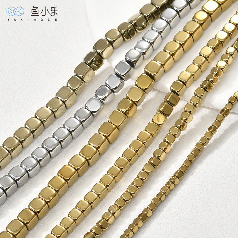 ลูกปัด 3-6 มม. สีดํา Gallstone Square Chamfered Square