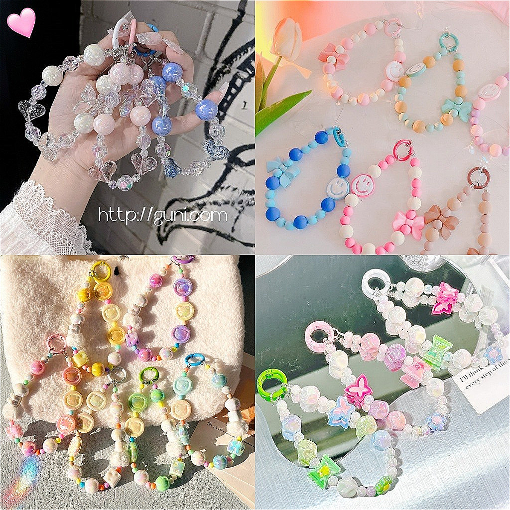 🔥พร้อมส่ง🔥สายคล้องโทรศัพท์มือถือ สายคล้อง Baby three สายคล้องข้อมือพวงกุญแจลูกปัด สายจับลูกปัดไข่มุก