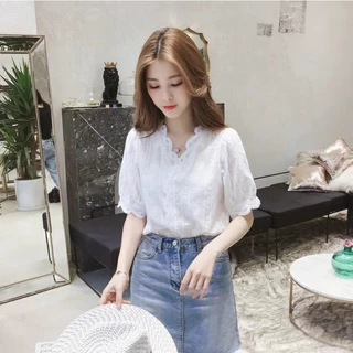 Xiao2 เสื้อลูกไม้แขนยาวสีขาว สำหรับผู้หญิง สไตล์แฟชั่นสมัยใหม่ เหมาะสำหรับวันร้อน