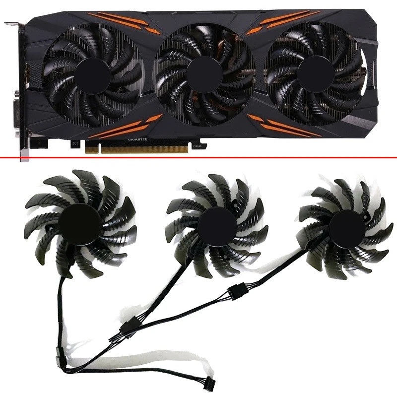 ใหม่ 78MM 4PIN T128010SU PLD08010S12HH GTX1080 GPU พัดลมสําหรับ Gigabyte AORUS GTX1060 1070 1080 G1 