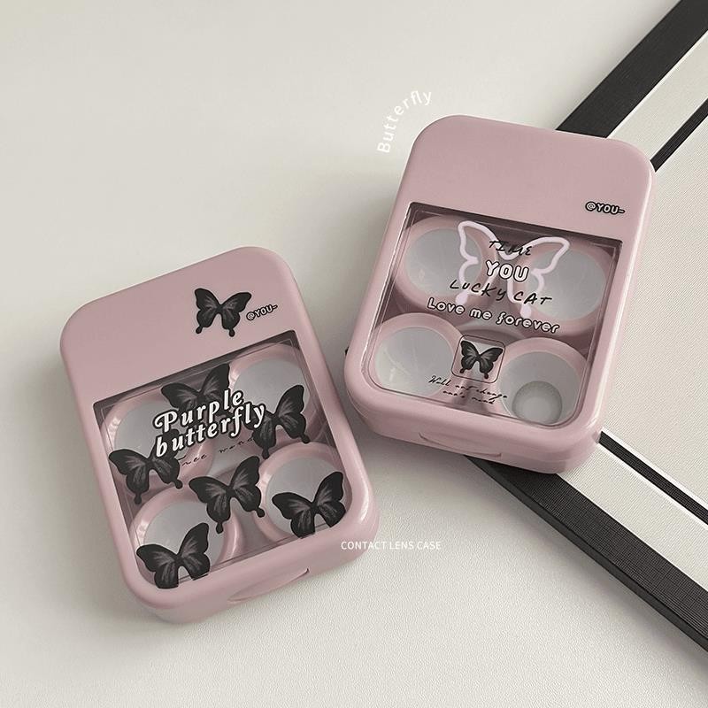 0903กล่องคอนแทคเลนส์ความรู้สึกระดับไฮเอนด์แบบพกพา 2 คู่เคสคอนแทคเลนส์ double-pa แบบพกพา high-end Fee