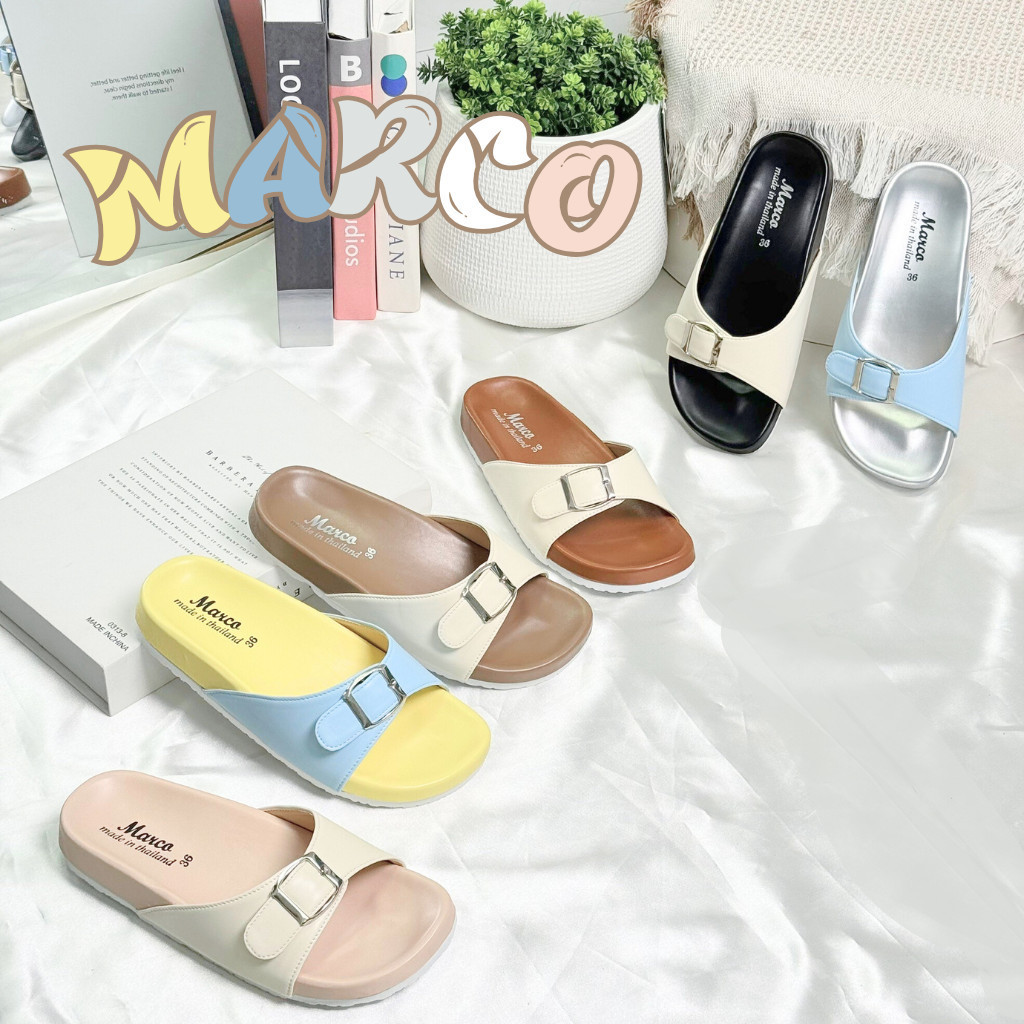รองเท้าแตะ แบรนด์ MARCO รุ่น G1005 คาดเข็มขัด หนังนิ่ม