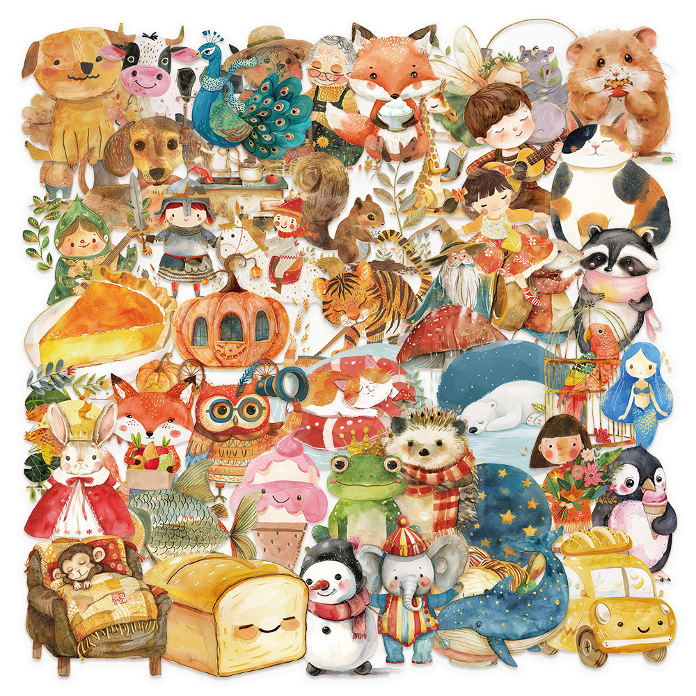 50 ชิ้นสีสันสดใสทาสีเทพนิยาย PET สติ๊กเกอร์กันน้ําพลาสติก