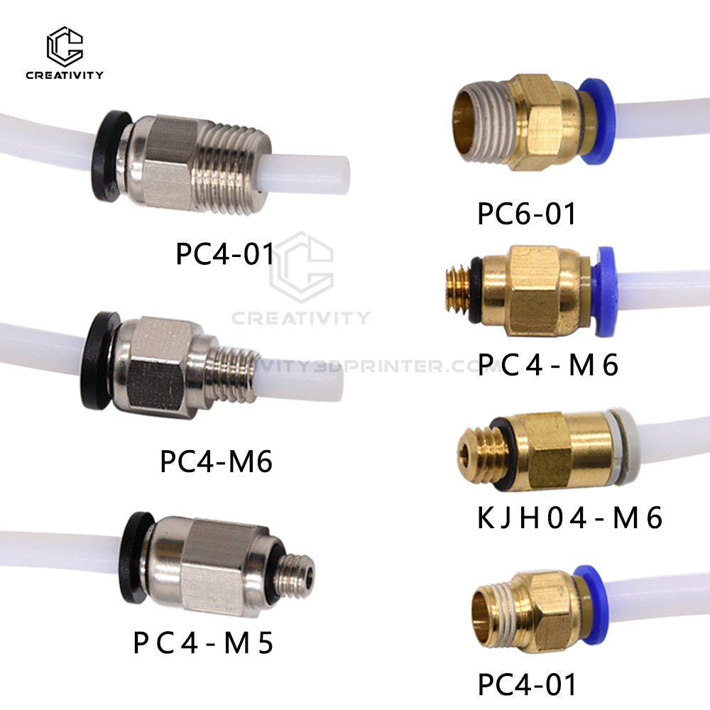 Creativity 3D PC4-M6 PC4-M5 PC4-01 PC6-01 Pneumatic Straight Connector Part Bore 4mm PTFE Tube Filam