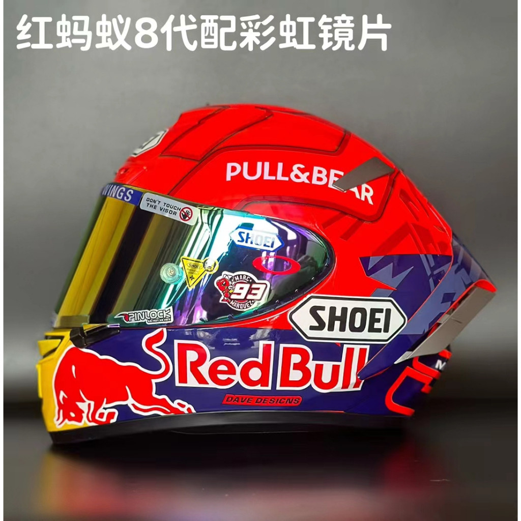 2025NEWFree Visor SHOEI X14 Marquez RedBull Red Bull 7th Concept Glossy Red Design Motorcycle Sport 