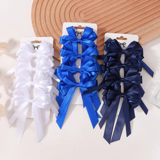 กิ๊บติดผมโบว์เนคไท 2 ชิ้น สีทึบ สำหรับเด็กและสาว