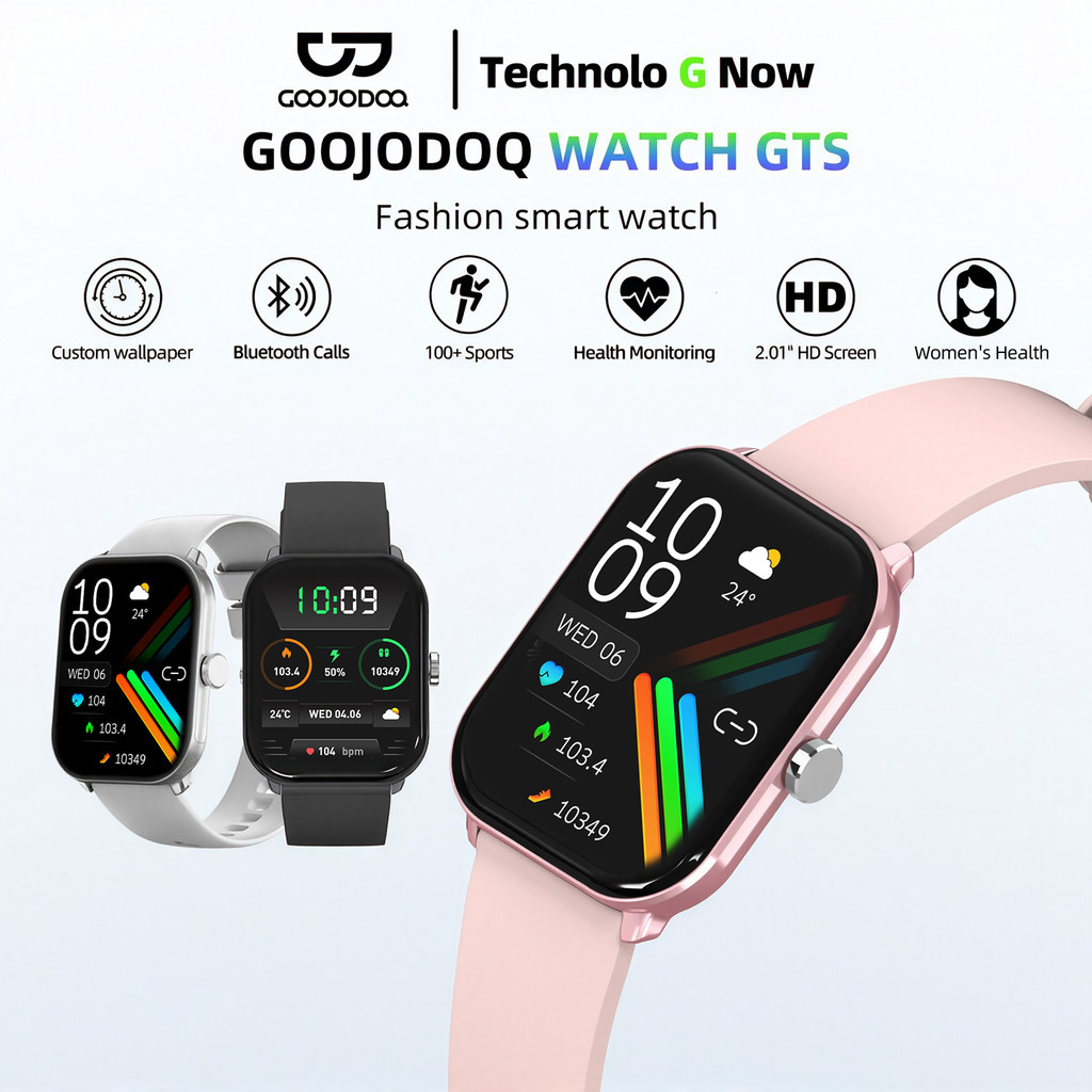 GOOJODOQ Smart Watch IP68 waterpraof  True Heart Rate Blood Oxygen Monitoring Ultra Long Standby