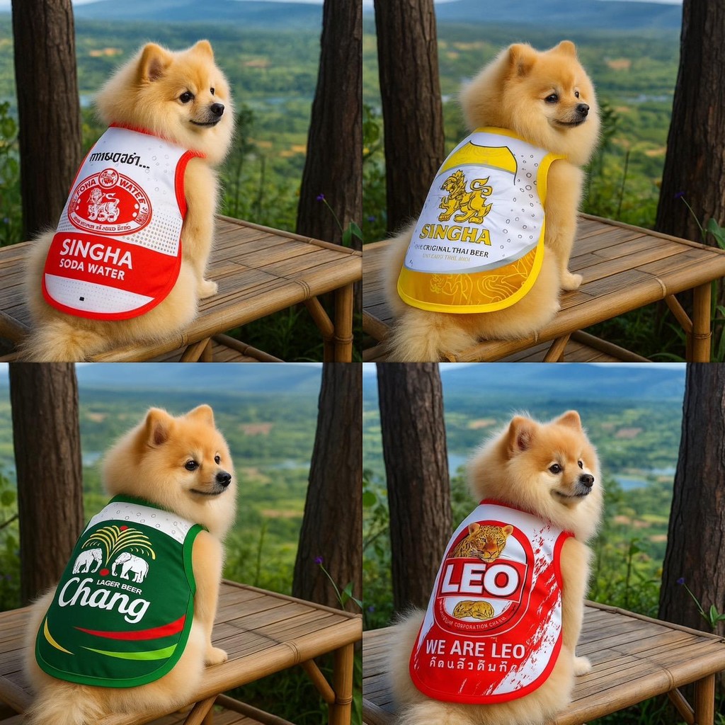 เสื้อหมาแมว  ลายเบียร์สุดเท่ ใส่แล้วหล่อทุกสนามเดินเล่น