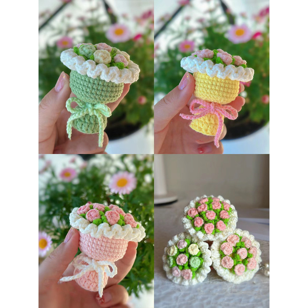 520Yarn Knitting Crochet Kit for Girlfriend Bouquet Gift for Beginners diy Mini Rose Handcraft for B