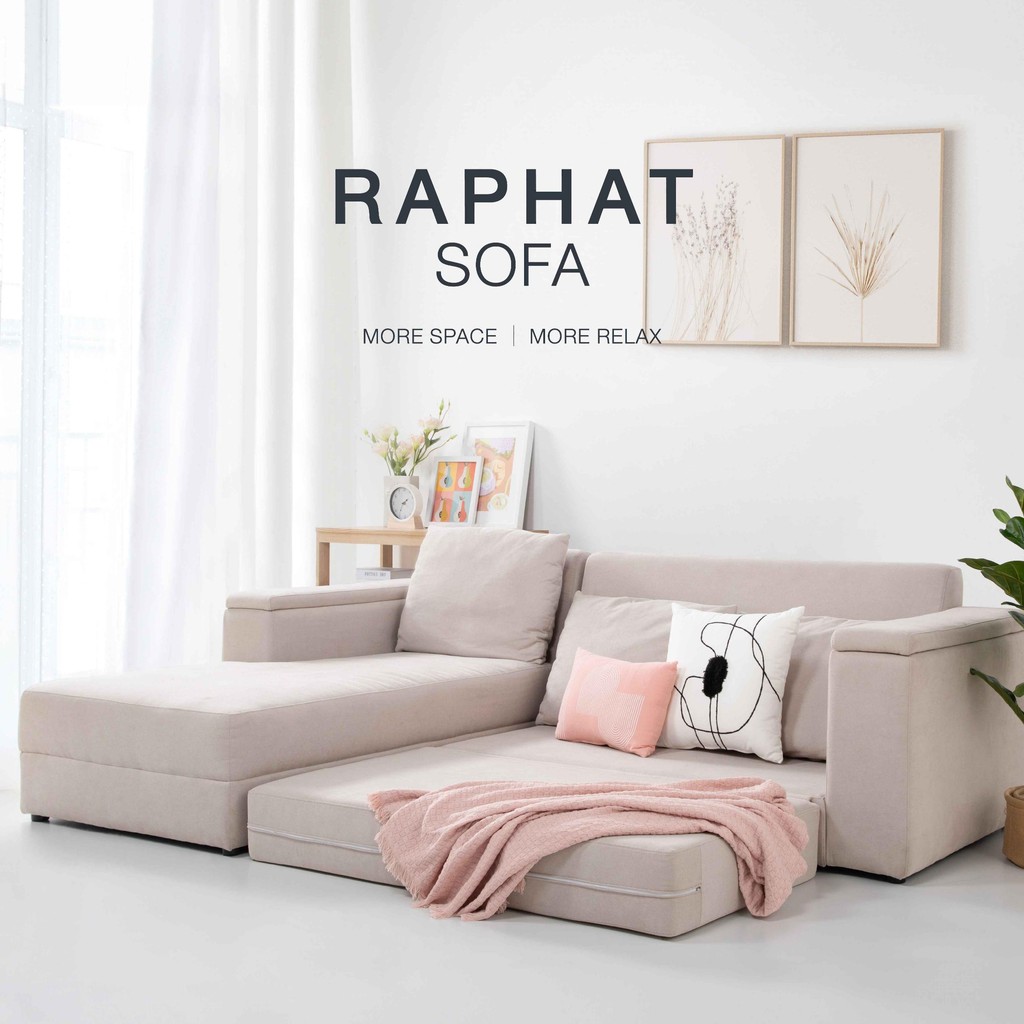 SB Design Square โซฟาเข้ามุมซ้าย รุ่น Raphat สีครีม (234x159x85 ซม.)  แบรนด์ KONCEPT FURNITURE