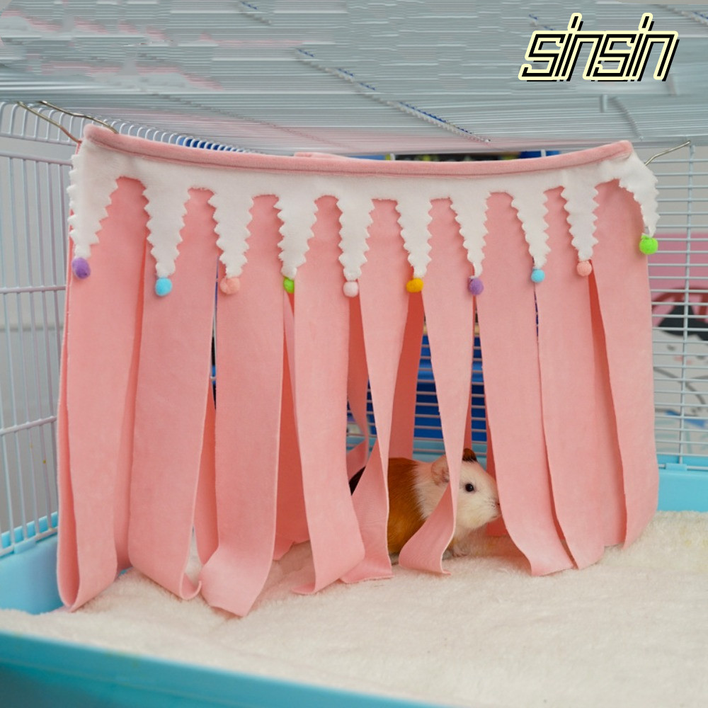 SINSIN Guinea Pig Corner Hideout, Corner Guinea Pig Cage Accessories, Hamster Fleece Hide Peekaboo T