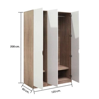 SB Design Square ตู้เสื้อผ้าบานเปิด ขนาด 120 ซม.รุ่น Preem สีไม้อ่อน (120x60x200 ซม.) แบรนด์ KONCEPT FURNITURE