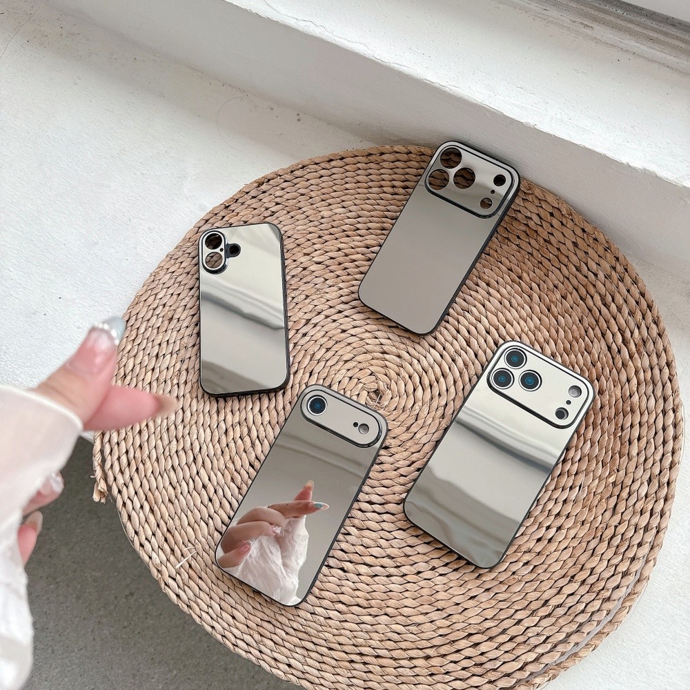 หรูหราสาวลมแต่งหน้ากระจกเคสโทรศัพท์สําหรับ iPhone 17 Air 17 Pro Max 16 Plus 15 14 13 Pro Max กันกระแทกปกหลัง