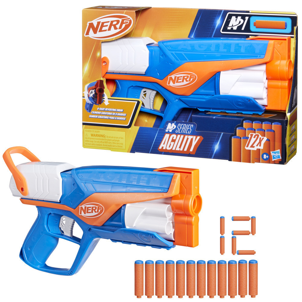 NERF N SERIES AGILITY ปืนเนิร์บ N1 ขนาดกะทัดรัด ดรัม 6 นัด พร้อมลูกดาร์ท 12 ลูก