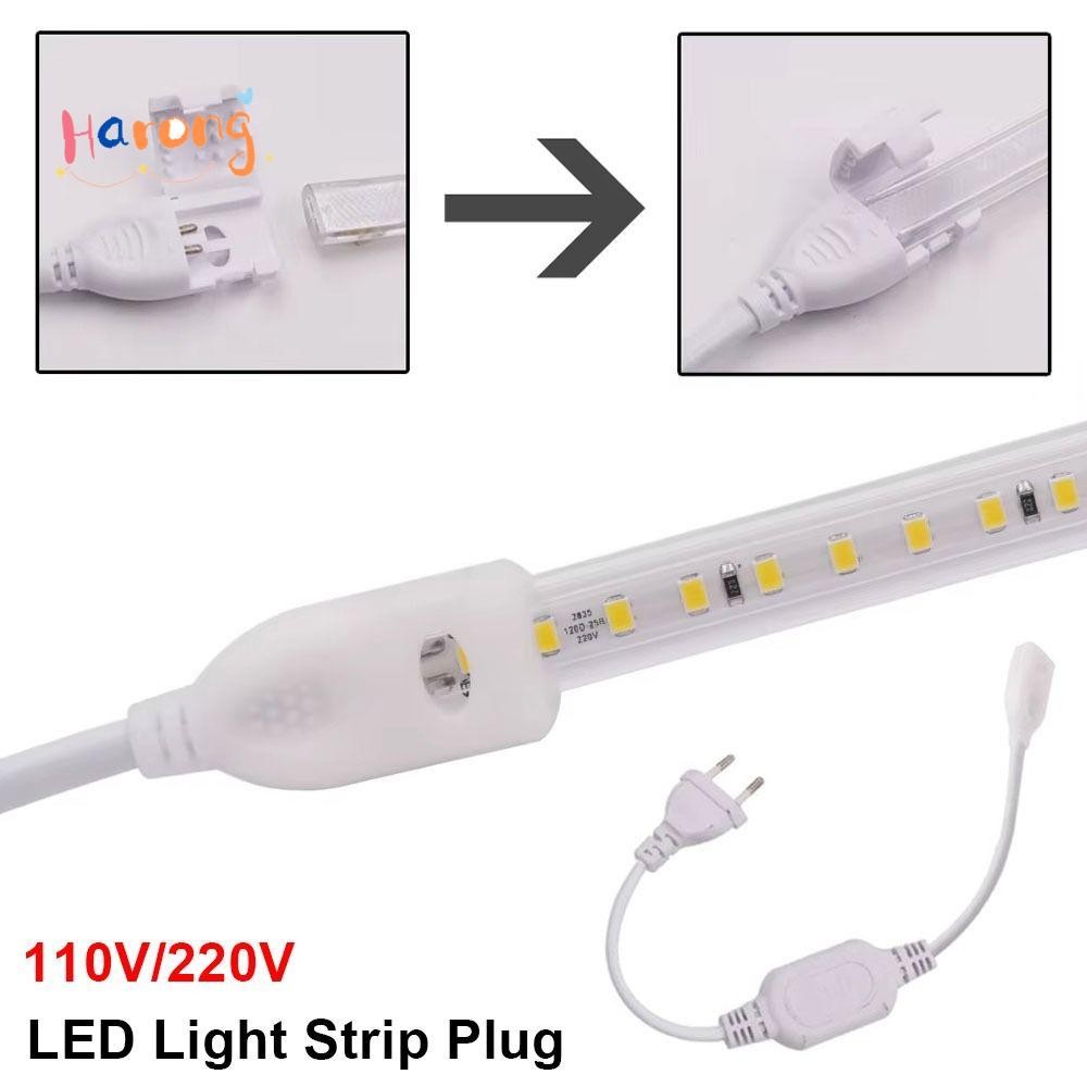 HARONG 1 ชิ้น Light Bar Connector, พร้อมปลั๊ก 110 โวลต์/220 โวลต์ปลั๊กรางไฟ, แรงดันไฟฟ้าสูง 25 เมตรกันน้ํา COB ไฟ LED อุปกรณ์เสริม